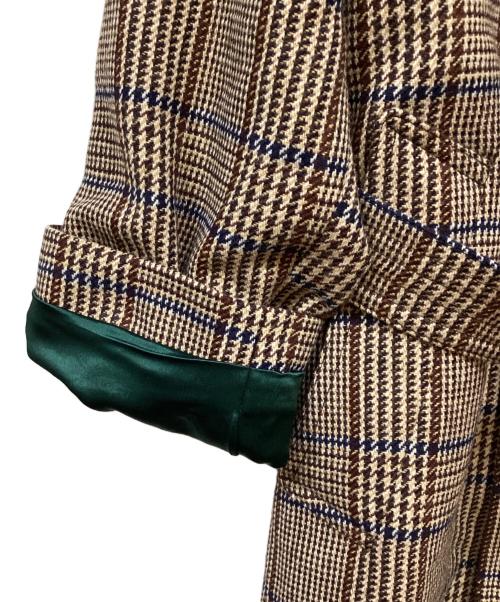 Paul Stuart（ポールスチュアート）Paul Stuart (ポールスチュアート) SANYOCOAT (サンヨーコート) ブリティッシュツイード ダブルトレンチコート ブラウン×ブルー サイズ:Ｌの古着・服飾アイテム