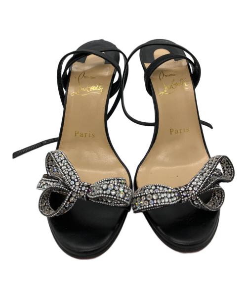 Christian Louboutin（クリスチャン・ルブタン）Christian Louboutin (クリスチャン・ルブタン) リボンラインストーンサンダル ブラック サイズ:35　1/2の古着・服飾アイテム