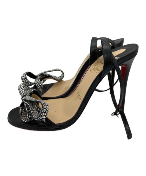 Christian Louboutin（クリスチャン・ルブタン）Christian Louboutin (クリスチャン・ルブタン) リボンラインストーンサンダル ブラック サイズ:35　1/2の古着・服飾アイテム