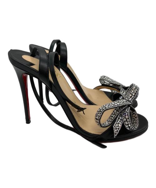 Christian Louboutin（クリスチャン・ルブタン）Christian Louboutin (クリスチャン・ルブタン) リボンラインストーンサンダル ブラック サイズ:35　1/2の古着・服飾アイテム