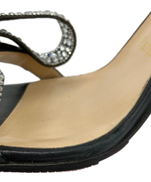 Christian Louboutin（クリスチャン・ルブタン）Christian Louboutin (クリスチャン・ルブタン) リボンラインストーンサンダル ブラック サイズ:35　1/2の古着・服飾アイテム