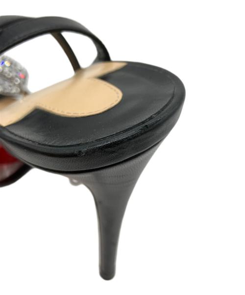Christian Louboutin（クリスチャン・ルブタン）Christian Louboutin (クリスチャン・ルブタン) リボンラインストーンサンダル ブラック サイズ:35　1/2の古着・服飾アイテム
