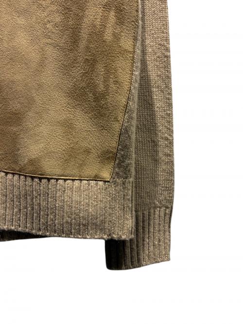 PRADA（プラダ）PRADA (プラダ) ウールカシミヤ/スエードVネックニット キャメル/タバコ サイズ:36の古着・服飾アイテム