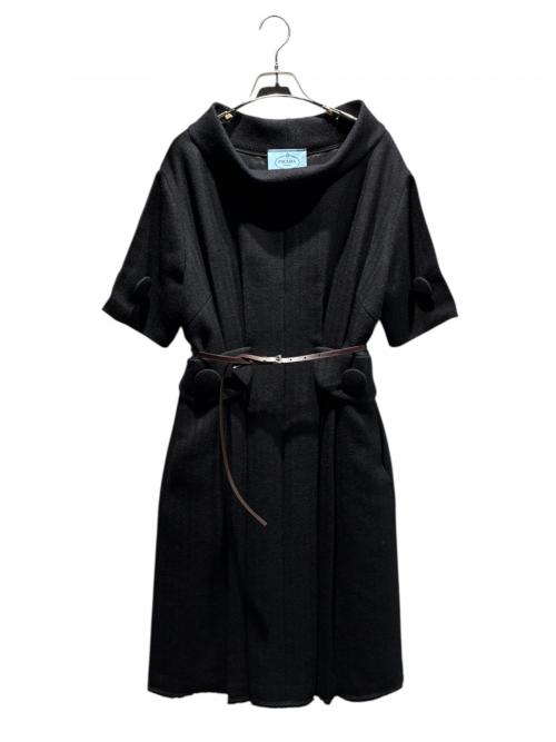PRADA（プラダ）PRADA (プラダ) 半袖シェブロンウールドレス ブラック サイズ:36の古着・服飾アイテム