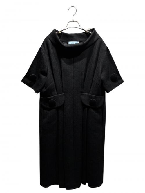 PRADA（プラダ）PRADA (プラダ) 半袖シェブロンウールドレス ブラック サイズ:36の古着・服飾アイテム