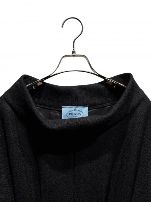 PRADA（プラダ）PRADA (プラダ) 半袖シェブロンウールドレス ブラック サイズ:36の古着・服飾アイテム