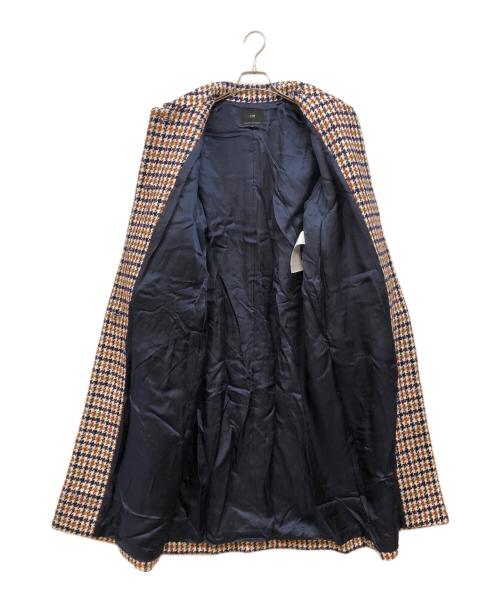 23区（ニジュウサンク）23区 (ニジュウサンク) ループヤーンチェックツイードロングコート ブラウン サイズ:40の古着・服飾アイテム