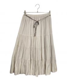 BLUE LABEL CRESTBRIDGE（ブルーレーベルクレストブリッジ）の古着「シルキークロスティアードスカート」｜ベージュ