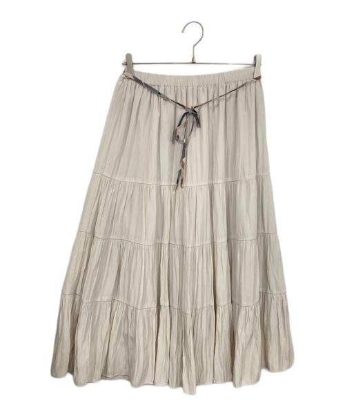 BLUE LABEL CRESTBRIDGE（ブルーレーベルクレストブリッジ）BLUE LABEL CRESTBRIDGE (ブルーレーベルクレストブリッジ) シルキークロスティアードスカート ベージュ サイズ:38の古着・服飾アイテム
