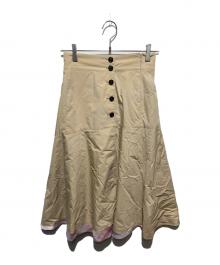 BLUE LABEL CRESTBRIDGE（ブルーレーベルクレストブリッジ）の古着「コンパクトバイオタイプライターフレアスカート」｜ベージュ