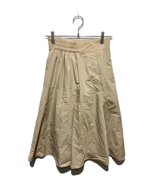 BLUE LABEL CRESTBRIDGE（ブルーレーベルクレストブリッジ）BLUE LABEL CRESTBRIDGE (ブルーレーベルクレストブリッジ) コンパクトバイオタイプライターフレアスカート ベージュ サイズ:36の古着・服飾アイテム