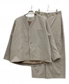KANATAカナタ）の古着「ウールノーカラージャケットセットアップ」｜ベージュ
