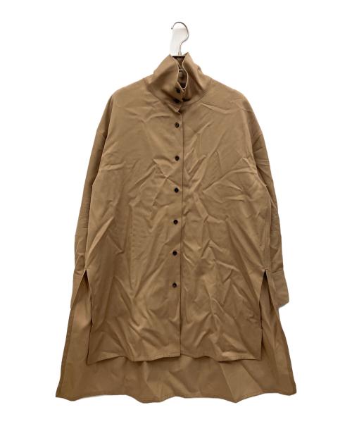 CABAN（キャバン）CABAN (キャバン) ウールツイル ハイネックロングシャツ ブラウン サイズ:Sの古着・服飾アイテム