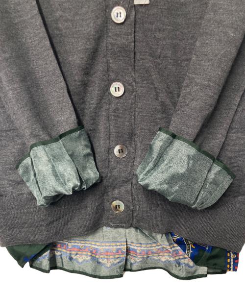 sacai（サカイ）sacai (サカイ) レイヤード ウールカーディガン グレー サイズ:1の古着・服飾アイテム