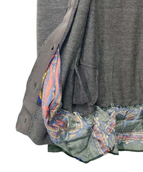 sacai（サカイ）sacai (サカイ) レイヤード ウールカーディガン グレー サイズ:1の古着・服飾アイテム