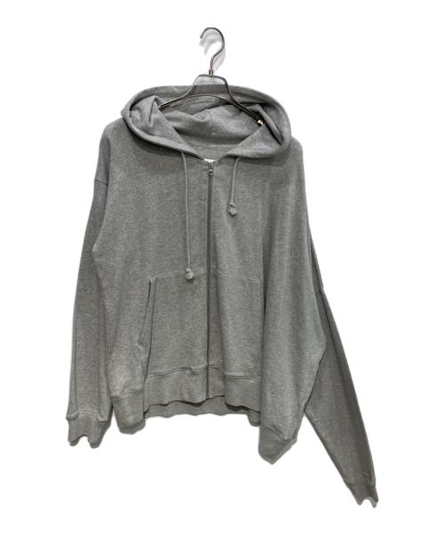 MM6 Maison Margiela（エムエムシックスメゾンマルジェラ）MM6 Maison Margiela (エムエムシックスメゾンマルジェラ) オーバーサイズ アシンメトリージップフーディ グレー サイズ:Sの古着・服飾アイテム