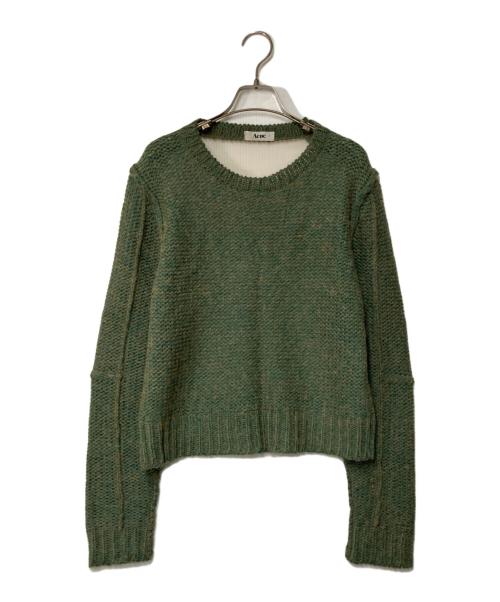 Acne（アクネ）Acne (アクネ) シアー切替ニット グリーン サイズ:Sの古着・服飾アイテム