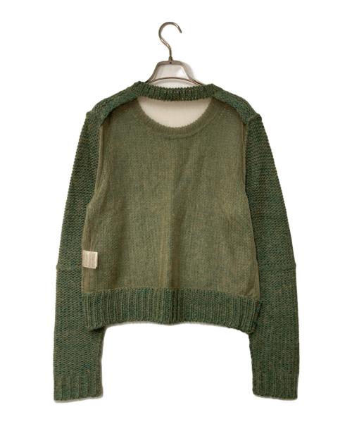 Acne（アクネ）Acne (アクネ) シアー切替ニット グリーン サイズ:Sの古着・服飾アイテム