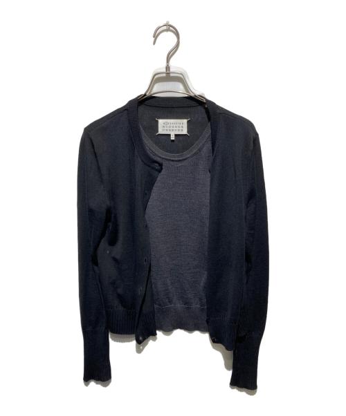 Maison Margiela（メゾンマルジェラ）Maison Margiela (メゾンマルジェラ) フェイクレイヤードニットカーディガン ブラック サイズ:Mの古着・服飾アイテム