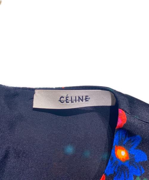 CELINE（セリーヌ）CELINE (セリーヌ) フラワープリント ノースリーブブラウス ブラック サイズ:38の古着・服飾アイテム