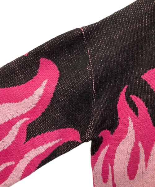 Candy Stripper（キャンディーストリッパー）Candy Stripper (キャンディーストリッパー) FIRE PATTERN KNIT JUMPER ピンク×ブラック サイズ:Freeの古着・服飾アイテム