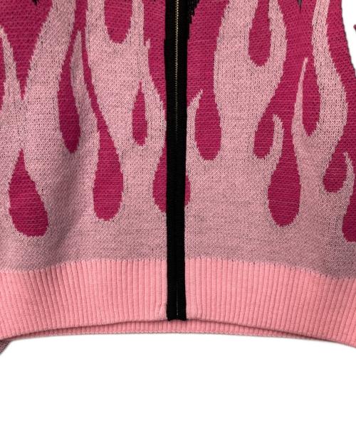 Candy Stripper（キャンディーストリッパー）Candy Stripper (キャンディーストリッパー) FIRE PATTERN KNIT JUMPER ピンク×ブラック サイズ:Freeの古着・服飾アイテム
