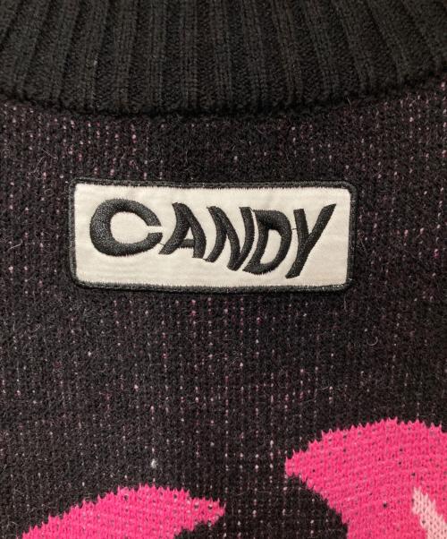 Candy Stripper（キャンディーストリッパー）Candy Stripper (キャンディーストリッパー) FIRE PATTERN KNIT JUMPER ピンク×ブラック サイズ:Freeの古着・服飾アイテム