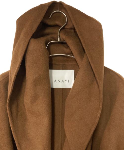 ANAYI（アナイ）ANAYI (アナイ) カシミヤ混リバーフードコート ブラウン サイズ:38の古着・服飾アイテム