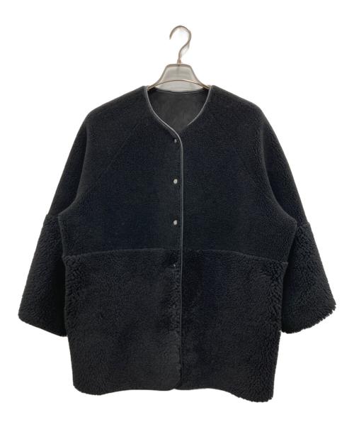 BEAUTY&YOUTH（ビューティーアンドユース）BEAUTY&YOUTH (ビューティーアンドユース) ボア フェイクムートン ノーカラーリバーシブルジャケット ブラック サイズ:Mの古着・服飾アイテム