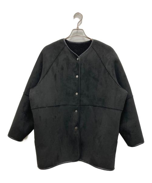 BEAUTY&YOUTH（ビューティーアンドユース）BEAUTY&YOUTH (ビューティーアンドユース) ボア フェイクムートン ノーカラーリバーシブルジャケット ブラック サイズ:Mの古着・服飾アイテム