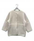 BEAUTY&YOUTHビューティーアンドユース）の古着「ボア フェイクムートン ノーカラーリバーシブルジャケット」｜アイボリー