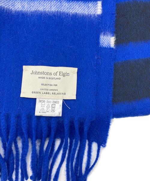 JOHNSTONS OF ELGIN（ジョンストンズオブエルガン）JOHNSTONS OF ELGIN (ジョンストンズオブエルガン) ウールカシミヤ大判チェックストール ブルーの古着・服飾アイテム
