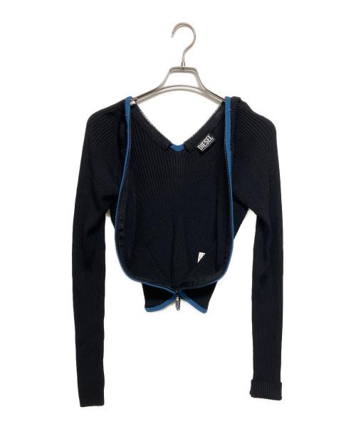 DIESEL（ディーゼル）DIESEL (ディーゼル) ダブルジップカーディガン ブラック サイズ:Sの古着・服飾アイテム