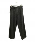 COMOLIコモリ）の古着「デニム ベルテッドパンツ」｜ブラック