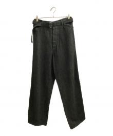 COMOLI（コモリ）の古着「デニム ベルテッドパンツ」｜ブラック