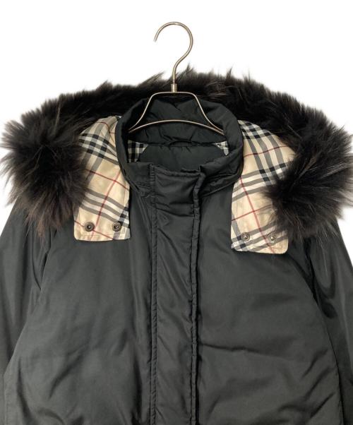 BURBERRY（バーバリー）BURBERRY (バーバリー) ラクーンファー フーデッドダウンコート ブラック サイズ:9の古着・服飾アイテム