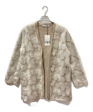 中古・古着通販】ZARA (ザラ) コントラストフェイクパールニットコート