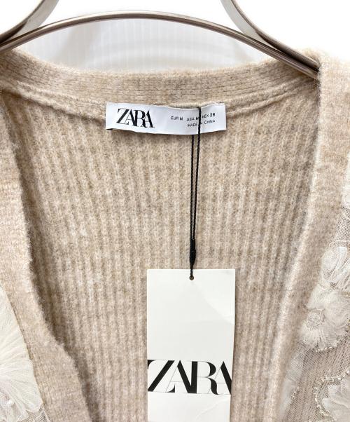 ZARA（ザラ）ZARA (ザラ) コントラストフェイクパールニットコート ベージュ サイズ:M 未使用品の古着・服飾アイテム