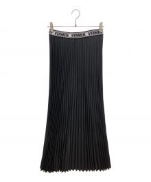 VERMEIL par iena（ヴェルメイユ パー イエナ）の古着「ロゴゴムプリーツマキシスカート」｜ブラック