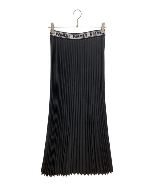 VERMEIL par iena（ヴェルメイユ パー イエナ）VERMEIL par iena (ヴェルメイユ パー イエナ) ロゴゴムプリーツマキシスカート ブラック サイズ:38の古着・服飾アイテム