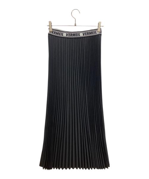 VERMEIL par iena（ヴェルメイユ パー イエナ）VERMEIL par iena (ヴェルメイユ パー イエナ) ロゴゴムプリーツマキシスカート ブラック サイズ:38の古着・服飾アイテム