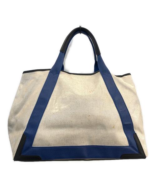 BALENCIAGA（バレンシアガ）BALENCIAGA (バレンシアガ) ネイビーカバスバッグ アイボリー×ブルーの古着・服飾アイテム