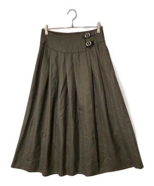 O'NEIL OF DUBLIN（オニールオブダブリン）O'NEIL OF DUBLIN (オニールオブダブリン) Spick and Span (スピックアンドスパン) 別注 ウール サイドベルト プリーツスカート オリーブ サイズ:36の古着・服飾アイテム