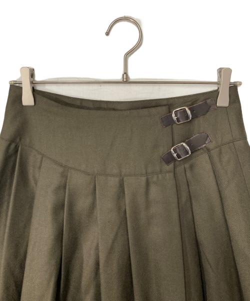 O'NEIL OF DUBLIN（オニールオブダブリン）O'NEIL OF DUBLIN (オニールオブダブリン) Spick and Span (スピックアンドスパン) 別注 ウール サイドベルト プリーツスカート オリーブ サイズ:36の古着・服飾アイテム