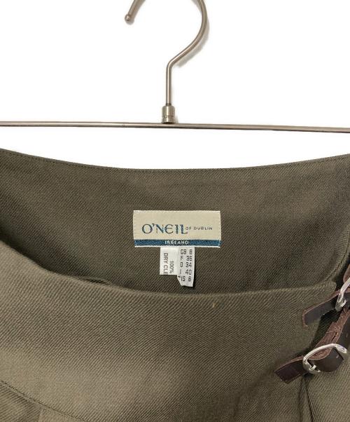 O'NEIL OF DUBLIN（オニールオブダブリン）O'NEIL OF DUBLIN (オニールオブダブリン) Spick and Span (スピックアンドスパン) 別注 ウール サイドベルト プリーツスカート オリーブ サイズ:36の古着・服飾アイテム