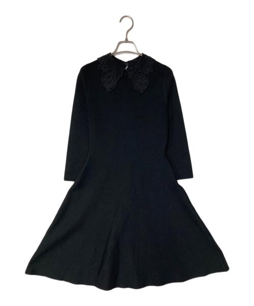 ANAYI（アナイ）ANAYI (アナイ) エンブロイダリーカラーフレアーワンピース ブラック サイズ:36の古着・服飾アイテム