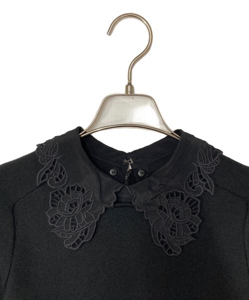 ANAYI（アナイ）ANAYI (アナイ) エンブロイダリーカラーフレアーワンピース ブラック サイズ:36の古着・服飾アイテム