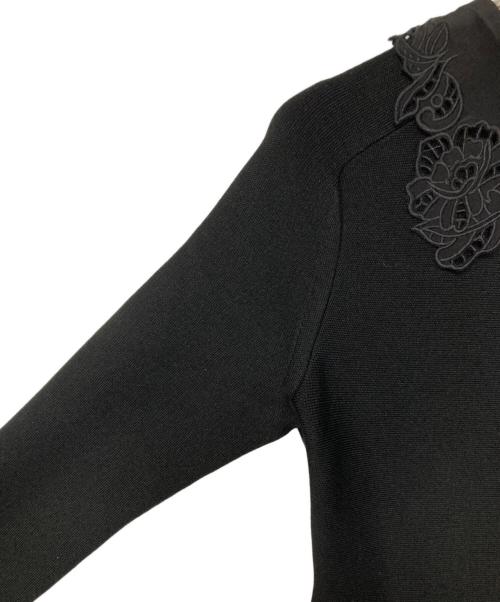 ANAYI（アナイ）ANAYI (アナイ) エンブロイダリーカラーフレアーワンピース ブラック サイズ:36の古着・服飾アイテム