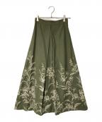 Ameriアメリ）の古着「EMBROIDERY TUCK FLARED SKIRT」｜グリーン