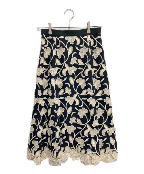 ANAYI（アナイ）ANAYI (アナイ) フラワーレーススカート ネイビー サイズ:36の古着・服飾アイテム